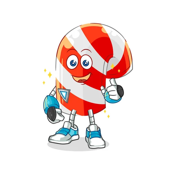 Candy Cane Robot Character Cartoon Mascot Vecto — Stockvektor