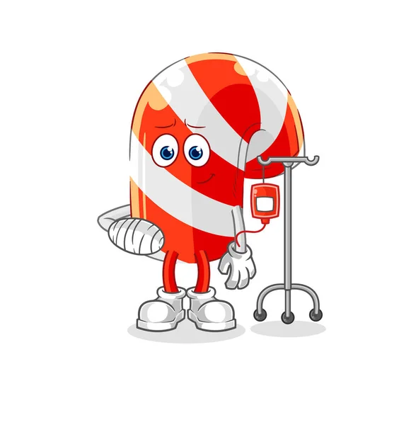 Candy Cane Sick Illustration Character Vecto — Stockvektor