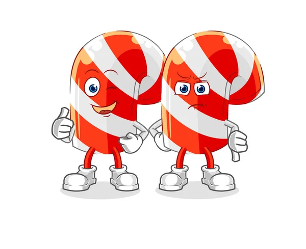 Candy Cane Thumbs Thumbs Cartoon Mascot Vecto — Stockvektor