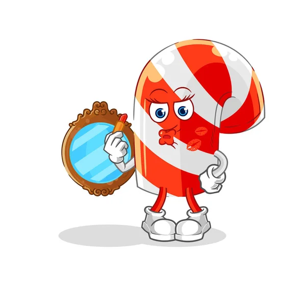 Candy Cane Make Mascot Cartoon Vecto — Vettoriale Stock