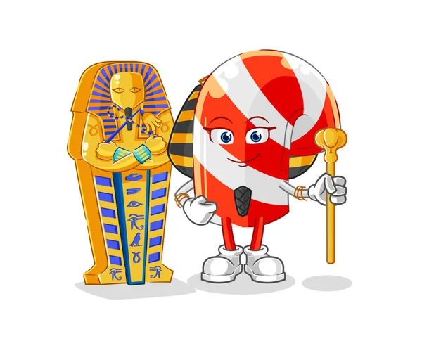 Cukrová Třtina Starověké Egyptské Karikatury Karikatura Maskot Vecto — Stockový vektor
