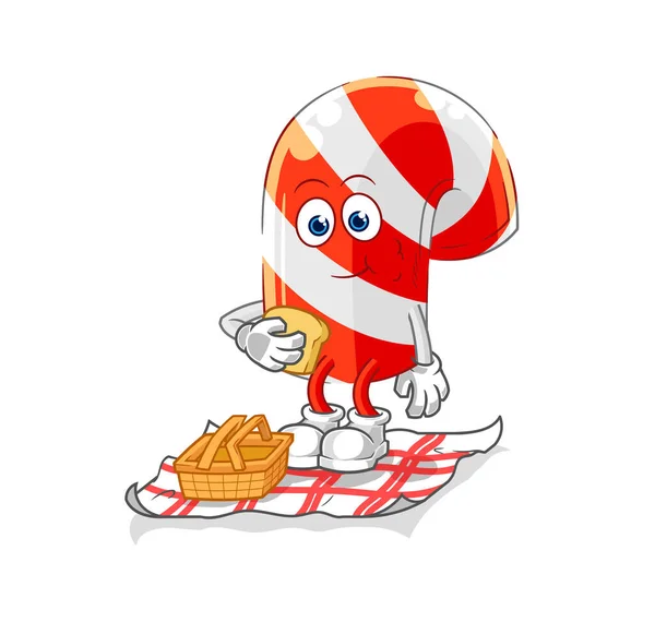 Candy Cane Picnic Cartoon Cartoon Mascot Vecto — Stockvektor