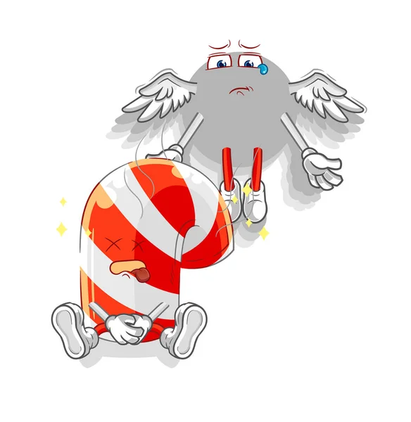 Candy Cane Spirit Leaves Body Mascot Cartoon Vecto — Stock Vector