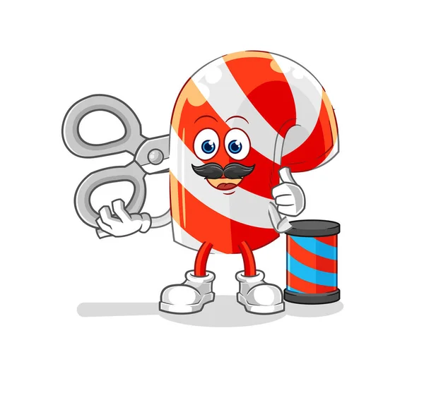 Candy Cane Barber Cartoon Cartoon Mascot Vecto — Wektor stockowy