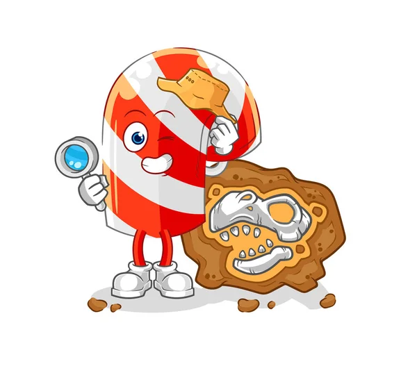 Candy Cane Archaeologists Fossils Mascot Cartoon Vecto — 图库矢量图片