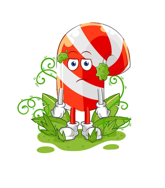 Candy Cane Waiting Too Long Mascot Cartoon Vecto — Stockvektor