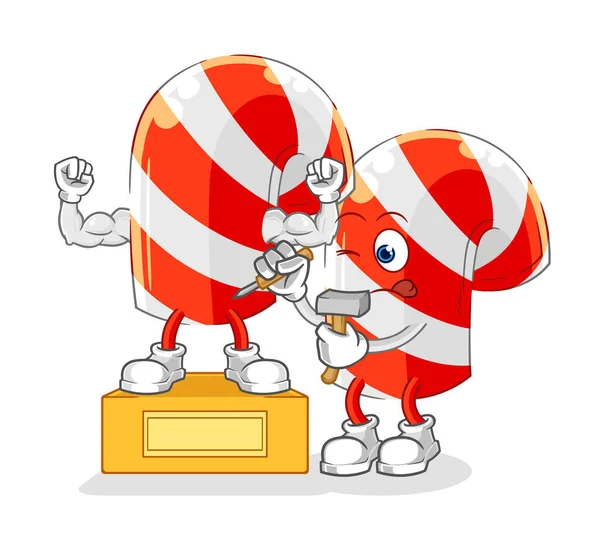 Candy Cane Sculptor Character Cartoon Mascot Vecto — Stok Vektör
