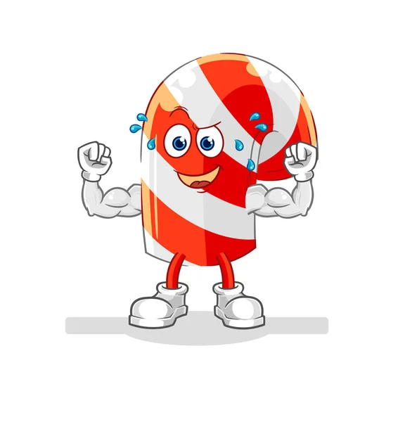 Candy Cane Muscular Cartoon Cartoon Mascot Vecto — Stockový vektor