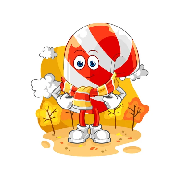Candy Cane Autumn Cartoon Mascot Vecto — Stockvektor