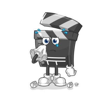 Kağıt mendille ağlıyordu. karikatür maskotu vektosu