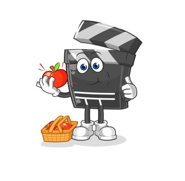 Elma illüstrasyonunu yiyen pano. karakter vektosu