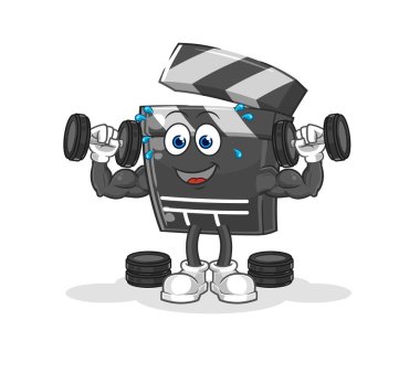 Clapboard ağırlık idmanı illüstrasyonu. karakter vektosu