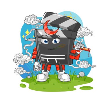 Komplo samuray çizgi filmi. karikatür maskotu vektosu