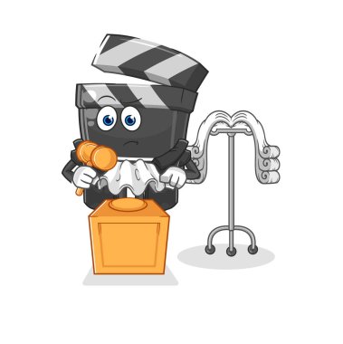 Tokmak hakimi tokmağı tutuyor. karakter vektosu