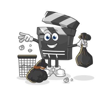 Çöp maskotunu fırlatın. çizgi film vektosu