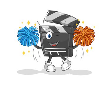 Pano ponpon kız çizgi filmi. karikatür maskotu vektosu