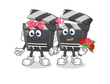 Pano düğün karikatürü. karikatür maskotu vektosu