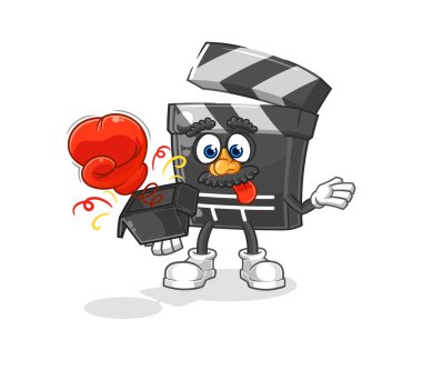 Kutudaki klozet şakası eldivenini. çizgi film maskotu