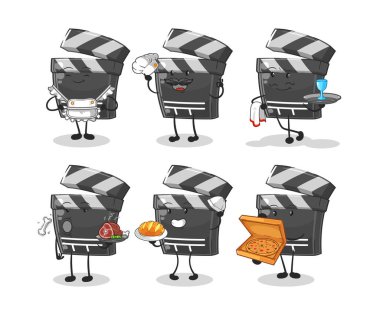 Clapboard Restoran Grubu karakteri. karikatür maskotu vektosu