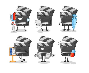 Pano doktoru grup karakteri. karikatür maskotu vektosu