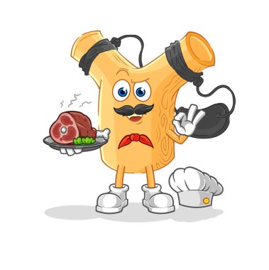 Et maskotu olan sapan şefi. çizgi film vektosu