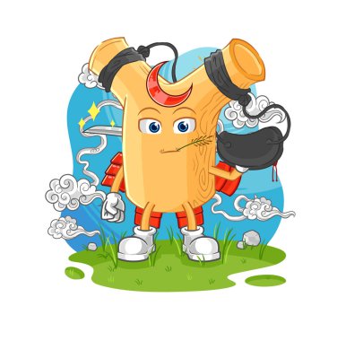 Sapan samuray çizgi filmi. karikatür maskotu vektosu