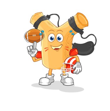 Rugby oynayan mancınık. karikatür maskotu vektosu