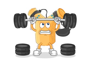 Halterciyi kaldıran sapan. karikatür maskotu vektosu