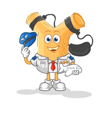 Sapan pilot maskotu. çizgi film vektosu