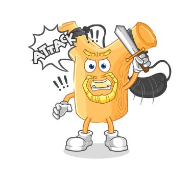 Sapan şövalyeleri kılıçla saldırır. karikatür maskotu vektosu