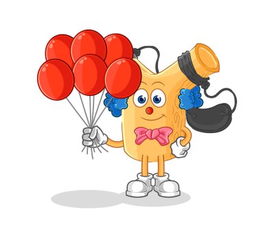 the slingshot clown with balloons vector. cartoon characte