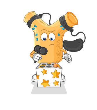 Sapan, köstebek maskotuna vuruyor. çizgi film vektosu