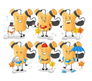 the slingshot in cold weather character mascot vecto