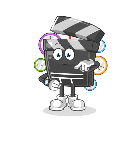 Clapboard Wristwatch Cartoon Cartoon Mascot Vecto — Vetor de Stock