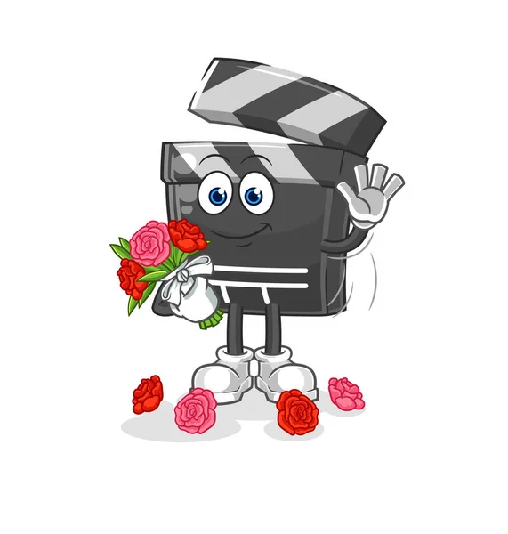 Clapboard Bouquet Mascot Cartoon Vecto — 스톡 벡터