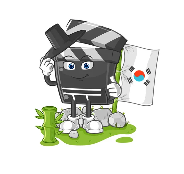 Clapboard Korean Character Cartoon Mascot Vecto — Vector de stock