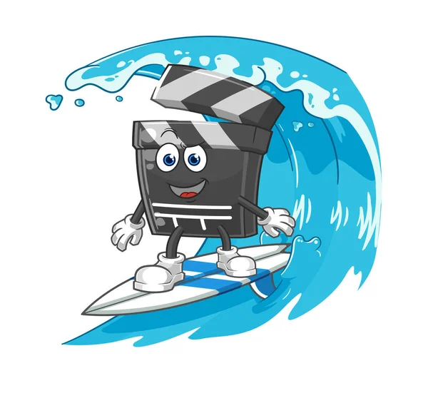 the clapboard surfing character. cartoon mascot vecto