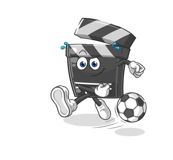 Clapboard Kicking Ball Cartoon Cartoon Mascot Vecto — Vetor de Stock
