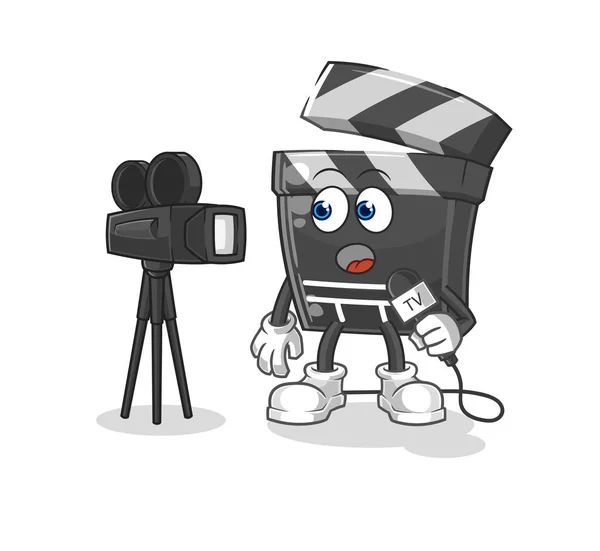 Clapboard Reporter Cartoon Cartoon Mascot Vecto — 图库矢量图片
