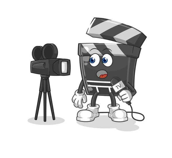 Clapboard TV muhabiri çizgi filmi. karikatür maskotu vektosu