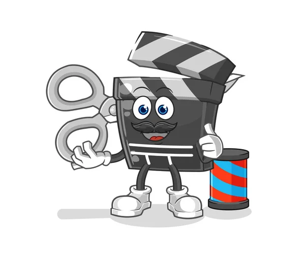 Clapboard Barber Cartoon Cartoon Mascot Vecto — Image vectorielle