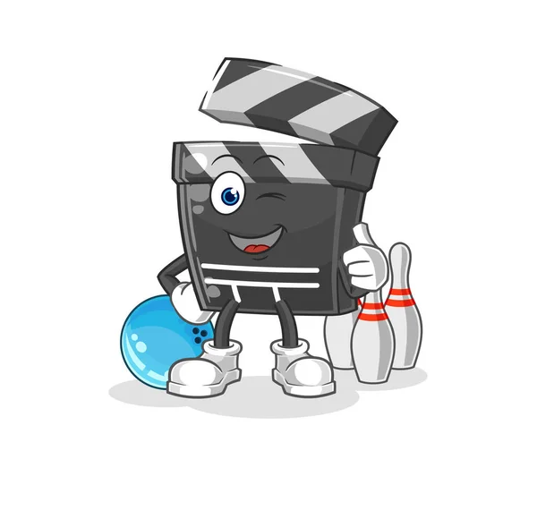 Clapboard Play Bowling Illustration Character Vecto — 스톡 벡터