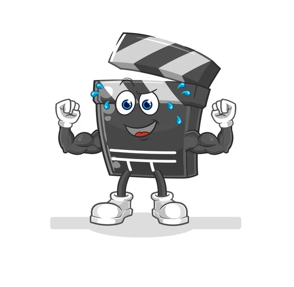 Clapboard Muscular Cartoon Cartoon Mascot Vecto — ストックベクタ