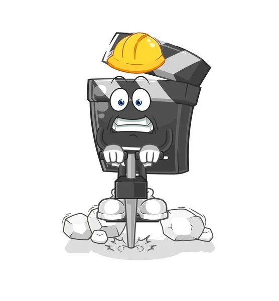 Clapboard Drill Ground Cartoon Character Vecto — Image vectorielle