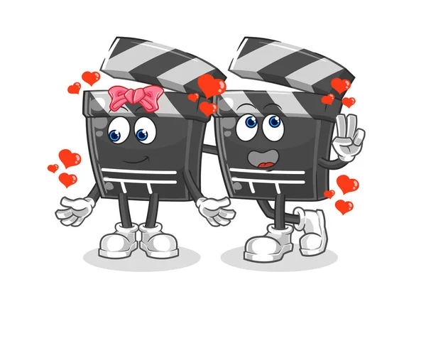 Clapboard Dating Cartoon Character Mascot Vecto — Archivo Imágenes Vectoriales