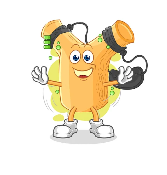 Slingshot Full Battery Character Cartoon Mascot Vecto — Vetor de Stock