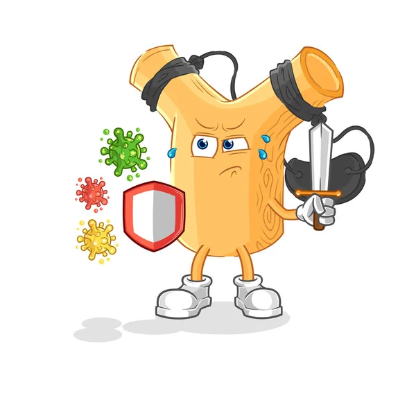 Slingshot Viruses Cartoon Cartoon Mascot Vecto — Vector de stock