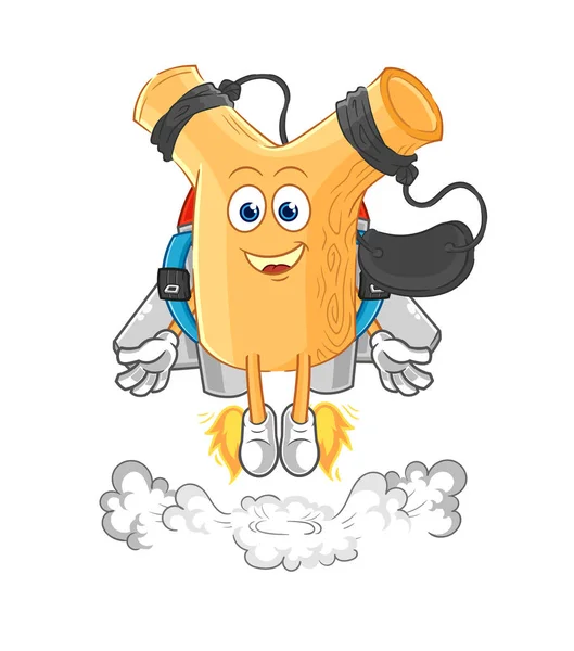 Slingshot Jetpack Mascot Cartoon Vecto — Stok Vektör