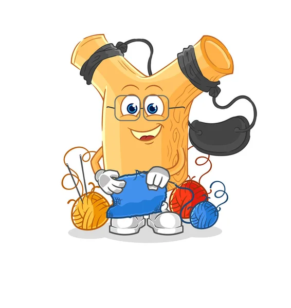 Slingshot Tailor Mascot Cartoon Vecto — Διανυσματικό Αρχείο