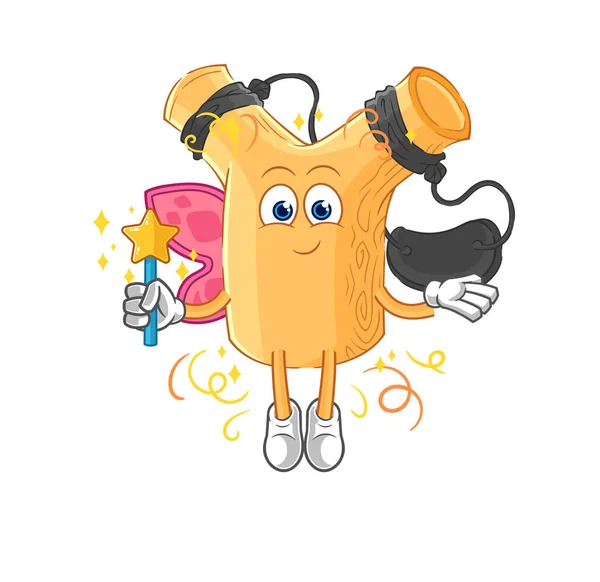 Slingshot Fairy Wings Stick Cartoon Mascot Vecto — ストックベクタ